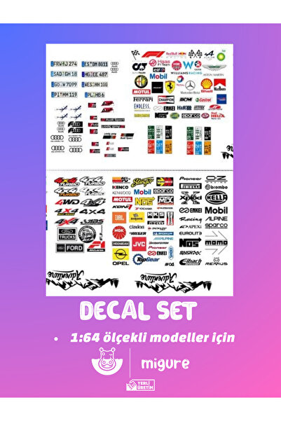 HOT WHEELS Migure 1/64 Ölçek Uyumlu Sulu Dekal Decal Sticker Set