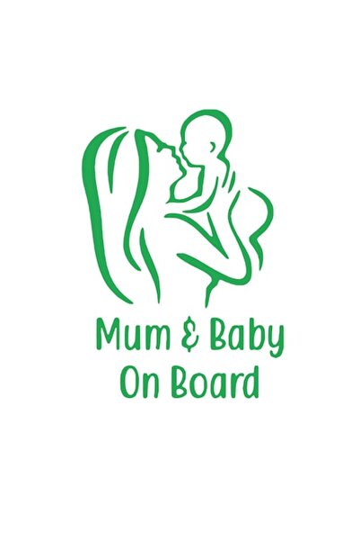 Oracal Mum and Baby on Board car sticker, 20cm, green