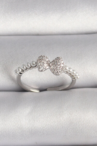 shopwave النحاس الفضة اللون الزركون حجر القوس اللؤلؤ التفاصيل حلقة قابلة للتعديل