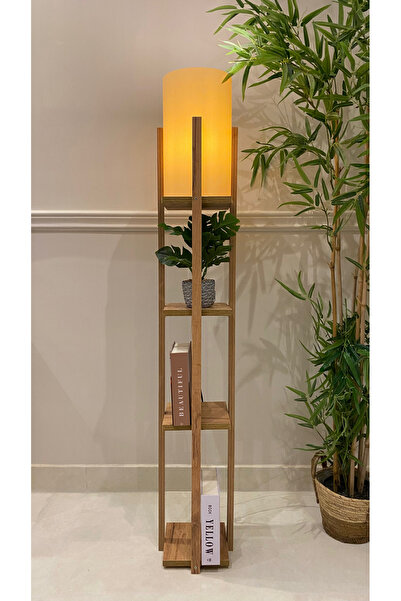 Turkish Home Floor lamp with shelves – in two wood tones – 145 cm
