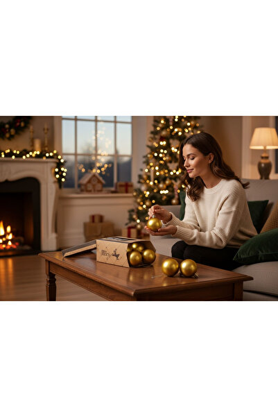 LEVA New Year & Special Occasions Decorative Balls 4 cm 6 Pcs Matte Yellow { Gold }