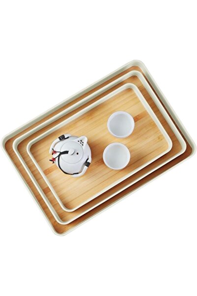 ALMUFARREJ 3-Piece Rectangular Tea & Coffee Serving Tray Set -