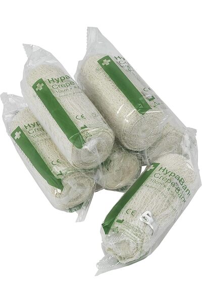 Safety First Aid Group HypaBand Crepe Cotton Bandages 10 cm x 4.5 m - Pack of 6