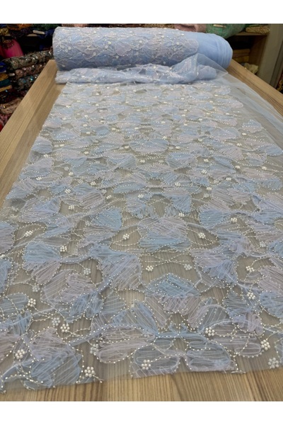 OsmanKumaşDantel دانتيل متدرج اللون مزين بالخرز