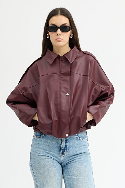 Jaglion Zr Bomber Oversized Leather Jacket