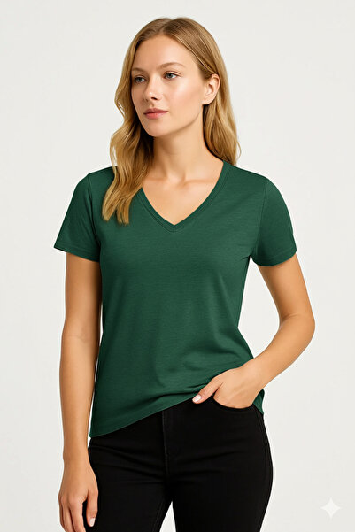 PROLET Tricou pentru femei cu decolteu în V basic – Limited Color Drop