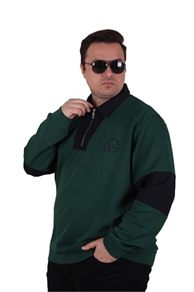 Starbattal Large Size Polo Neck Zippered Sweat Double Face 25709 Nefti