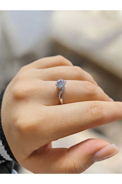 Silver 925 Ayar Gümüş Tek Taş Yüzük