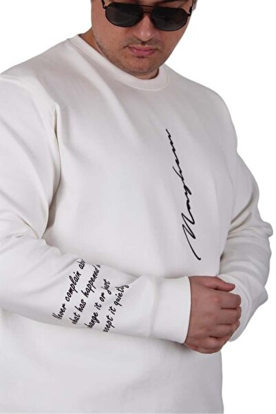 Starbattal Large Size Crew Neck Sweat Double Face 25707 Ekru