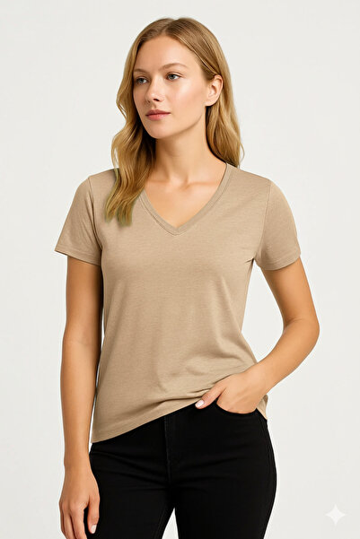 PROLET Tricou pentru femei cu decolteu în V basic – Limited Color Drop