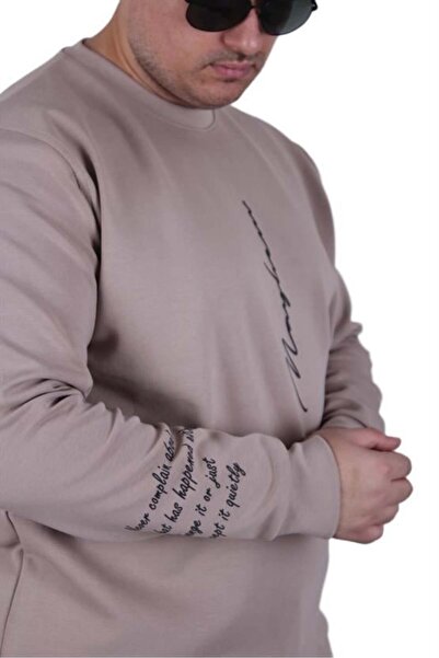 Starbattal Large Size Crew Neck Sweat Double Face 25707 Beige