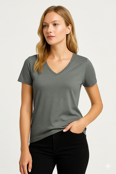 PROLET Tricou pentru femei cu decolteu în V basic – Limited Color Drop