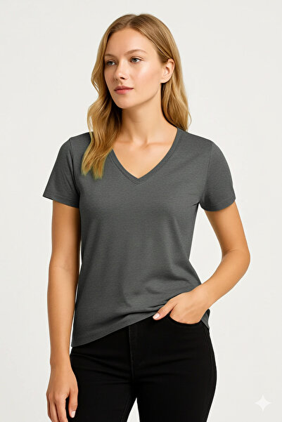 PROLET Tricou pentru femei cu decolteu în V basic – Limited Color Drop