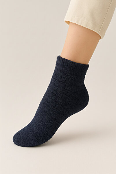 HRN Textile Winter 6-Piece Women's Striped Embossed Reverse Towel Short Socks Set