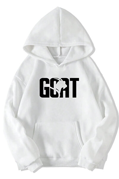 Rivox Unisex White Hooded Oversized Swetashirt Goat Printed Design