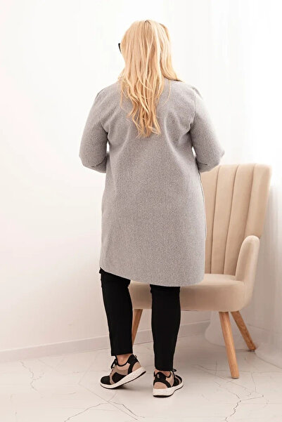 UniqueStore.ro Elegant gray coat with collar, pockets and button closure