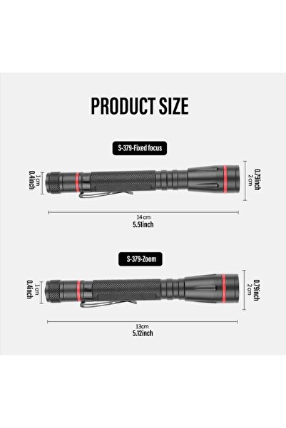 OEM Aeternam LO-108 Rechargeable Flashlight, 1000+ lm, 6000K, IP44, zoom, CRI80