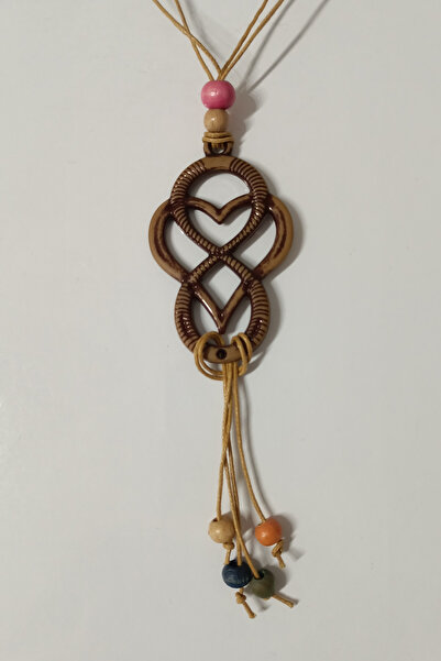 Caelo Kadın Kalpli Sonsuzluk Motifli Telkari Makrome Tarzı Aşk Düğümü Ahşap E...