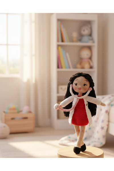 YUSUF TOKTAS TOYS CITY Toyscity Esmer Doktor Kız Amigurumi Örgü Oyuncak