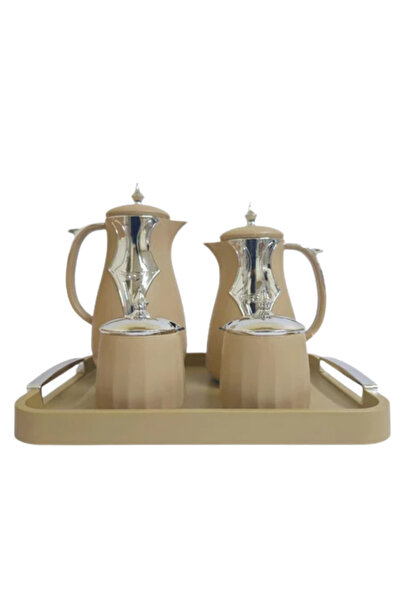 Generic 5-piece hospitality set: thermos, sugar bowl, date bowl, and serving plate