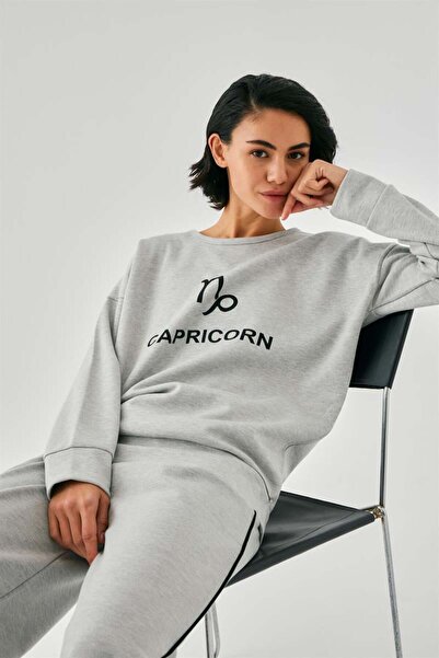 modaserdem Mdsrdm Women's Gray Capricorn Zodiac Sign Oversized 2 Thread Track...