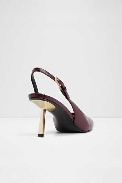 Aldo Jeanny - Women's Burgundy Thin Heeled Buckle Open Back Shoes