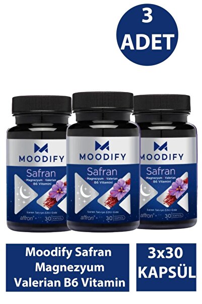 Moodify humanlife Safran Magnezyum Valerian B6 Vitamin 30 Kapsül 3 Adet
