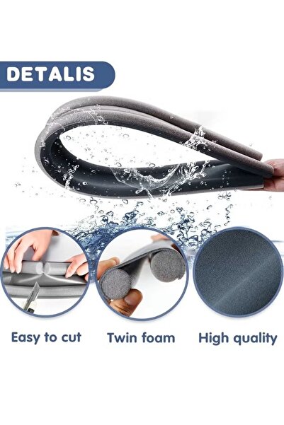 Generic 3Pc Door Foam Seal Strip 96cm Door Draft Stopper Under Door Seal Door Draft Blocker Door Sweep-Grey