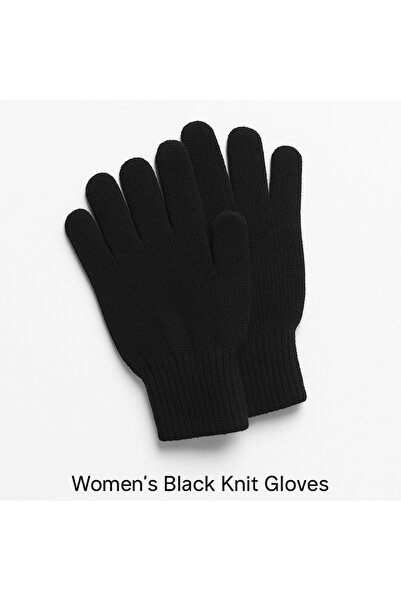 Brood قفازات تريكو نسائية قياسية باللون الأسود