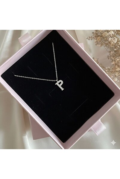 Lovera Jewellery 925 Ayar Gümüş Sertifikalı P Harfli Harf Kolye