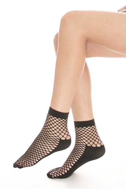 mr owl Șosete italiene pentru femei, cu plasă lată, negre