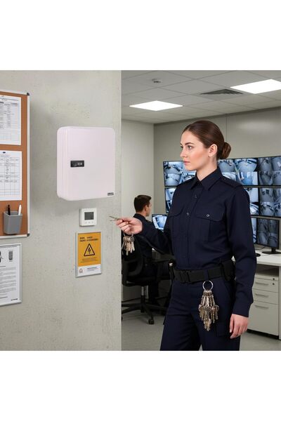 RUBIK 93-Keys Cabinet Metal Key Storage Safe Lock Box with Combination Lock (White)