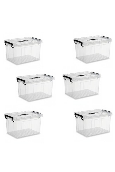 Houzi 27 L x 6 Storage Box with Lockable Lid Clean Plastic Organizer - Transparent Box Storing Toys.