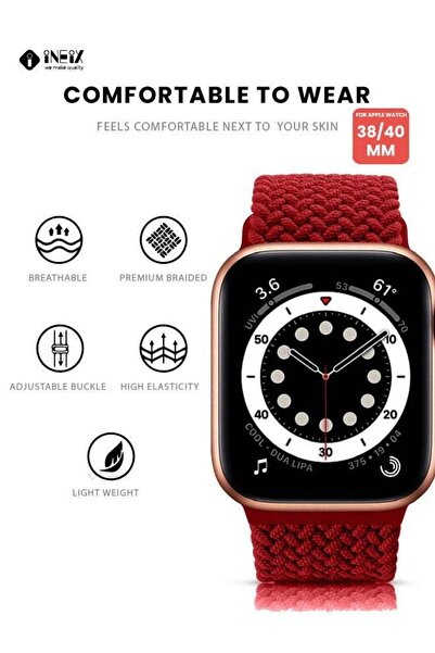 ineix Braided Nylon Adjustable Solo Loop Band For Apple Watch 38,40,41 mm