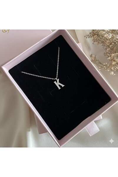 Lovera Jewellery 925 Ayar Gümüş Sertifikalı K Harfli Harf Kolye