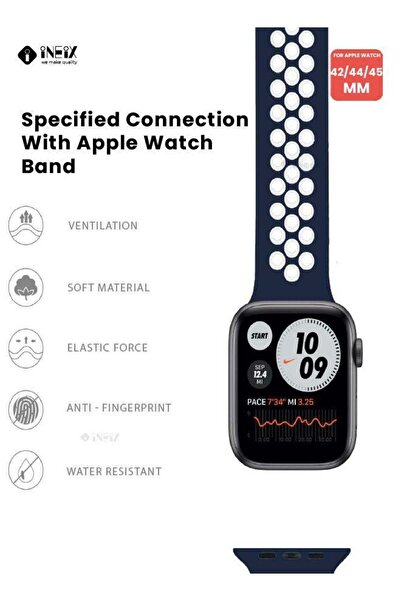 ineix Soft Silicone Sport Nike Edition Replacement Strap For Apple Watch 42,44,45 mm