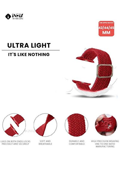 ineix Braided Nylon Adjustable Solo Loop Band For Apple Watch 42,44,45 mm