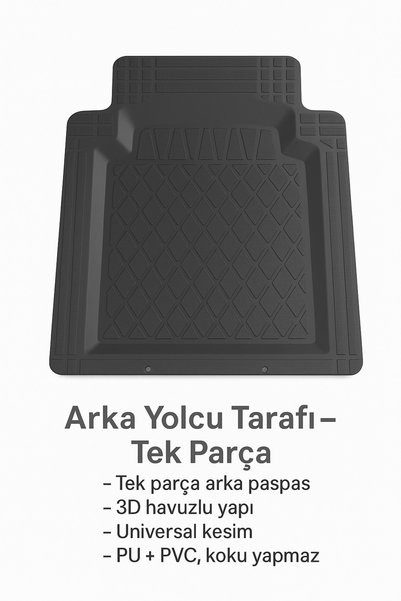 TROBUS Universal Kesim 3D Havuzlu Oto Paspas Takımı | 5 Parça | PU+PVC - Kokusuz ve Yıkanabilir