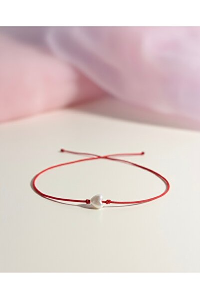 DeNors Kırmızı İp Bileklik | Minimal Kalpli El Yapımı Şans Bilekliği | Kadın
