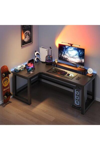 KEKE طاولة كمبيوتر وطاولة متعددة الوظائف للمكتب المنزلي 140×120 سم (الزاوية ا...