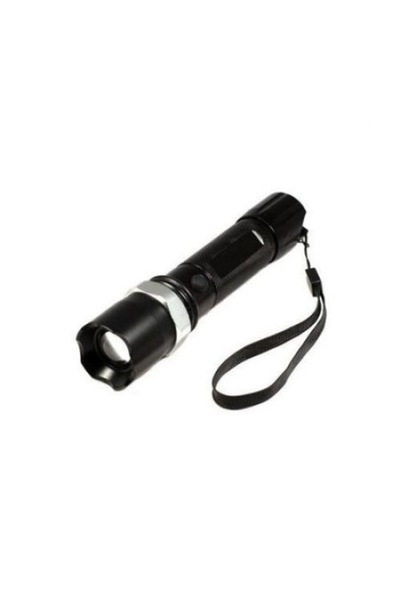 OEM Black aluminum flashlight with stun device and included battery
