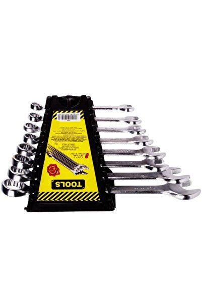 OEM Set of 8 Chrome-Vanadium Combination Wrenches with Ergonomic Holder, 8–19 mm