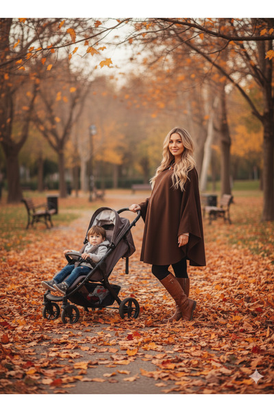 GigiTex Brown Fleece Poncho Length 90 cm Standard Size (36--60)