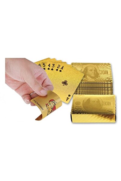 NO BRAND Set of 54 playing cards, Plastic, 8.2x5.8 cm, Gold