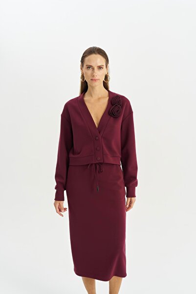 Naar Fusta roșie Claret cu croială dreaptă pentru femei NAAR91516-BORDO