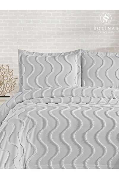 Solinas Collection Neva Çift Kişilik İnce Pike King Size Gri Yatak Örtüsü (270 cm x 260 cm)