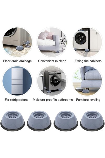 Karll Damping support set - anti-vibration feet for washing machine YuhooTech, 4 pieces, rubber, gray/blac