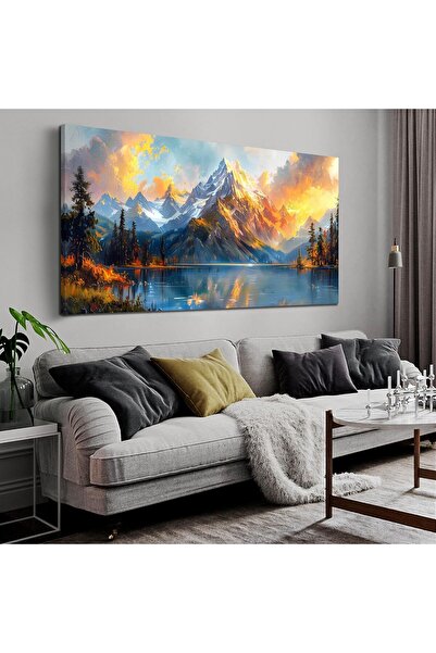 Emoda home Trove لوحة فنية جدارية من قماش بحيرة جبل الغسق، مقاس 60×120 سم، لو...