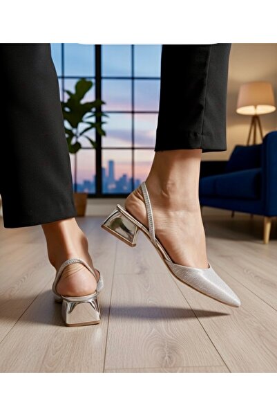 AUREA MILANO Women's Glittery Strappy New Season Low Heel Shoes