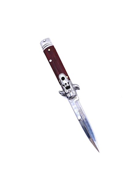 OEM Cuțit Stiletto cu deschidere automată și incrustații de lemn, 19 cm, maro...